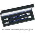 JJ Series Pen and Pencil Gift Set in Black Velvet Gift Box - Blue